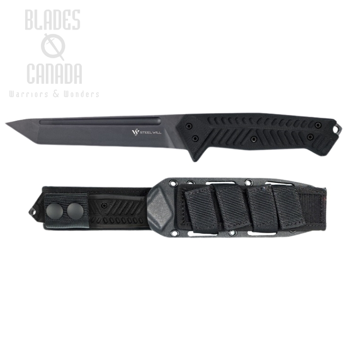 Steel Will Adept Fixed Blade Knife, N690Co Tanto, G10 Black, Kydex Sheath, 1010